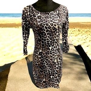 Express Animal Print Long Sleeve Dress